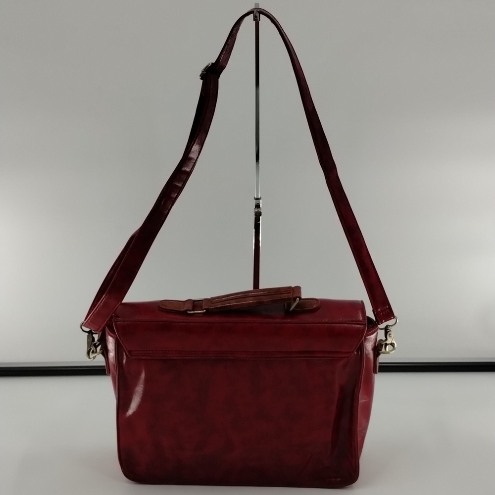 ECOSUSI faux leather red and tan satchel with removable crossbody strap - Picture 9 of 14